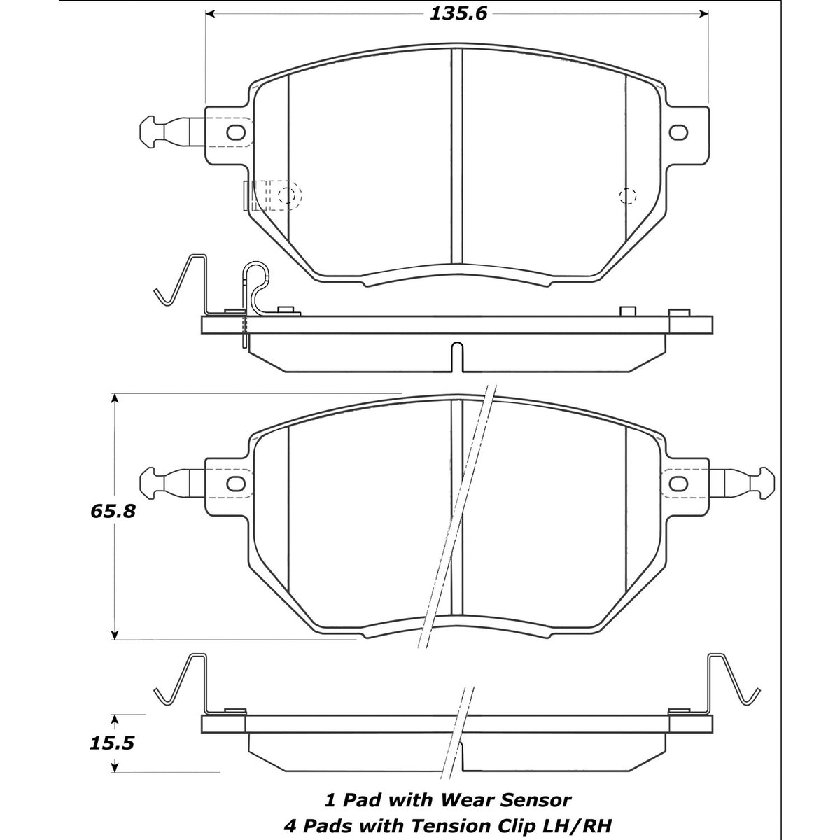 StopTech Street Brake Pads; Front With Shims