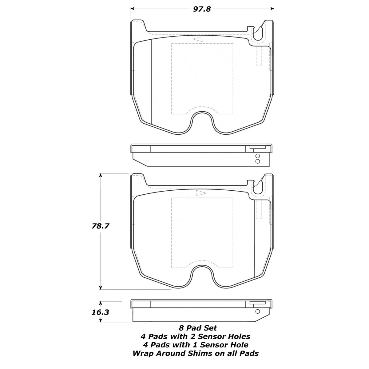 StopTech Street Brake Pads; Front With Shims
