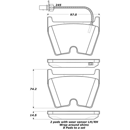 StopTech Street Brake Pads; Front With Shims