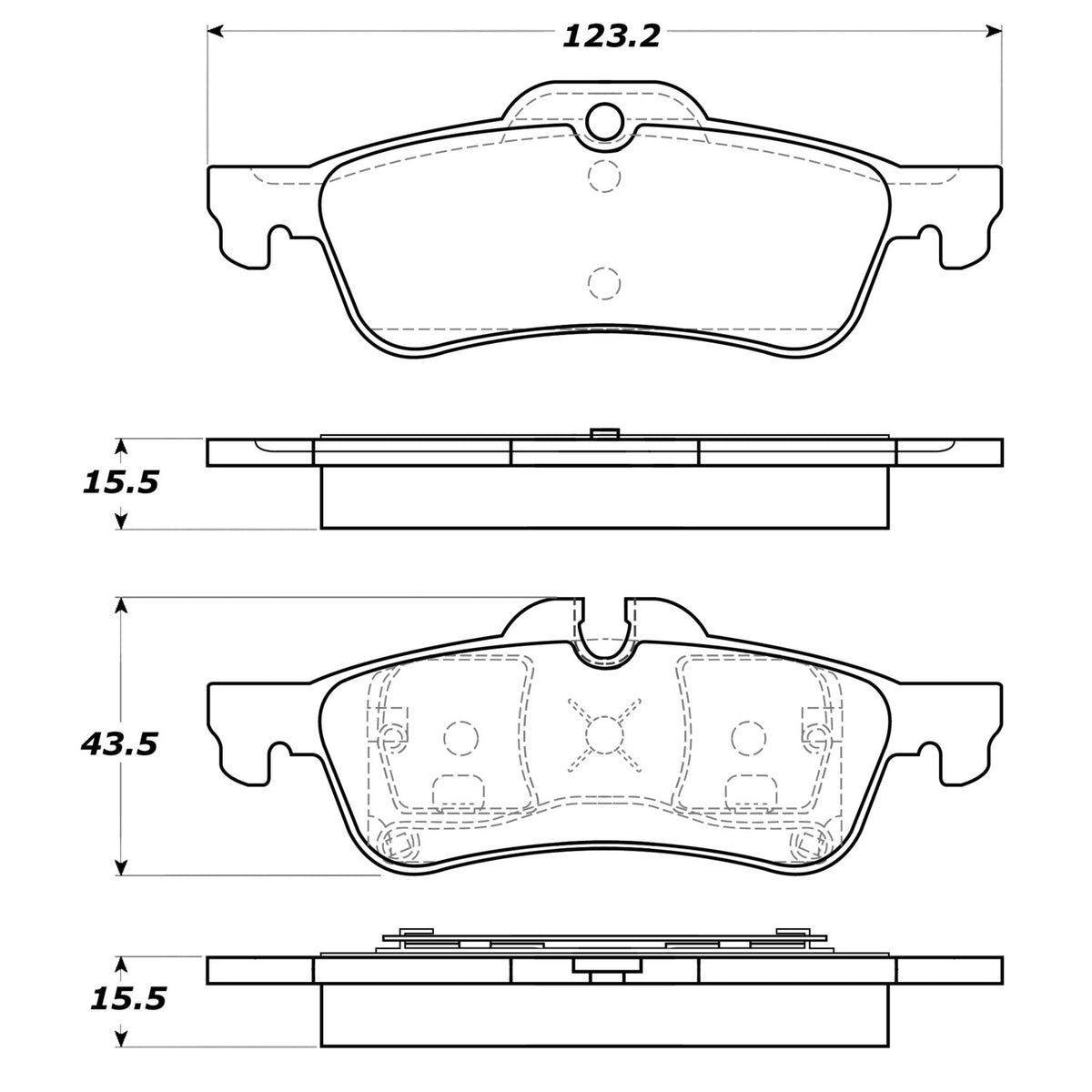 StopTech Street Brake Pads; Rear With Shims