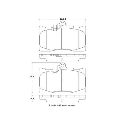 StopTech Street Brake Pads; Front With Shims