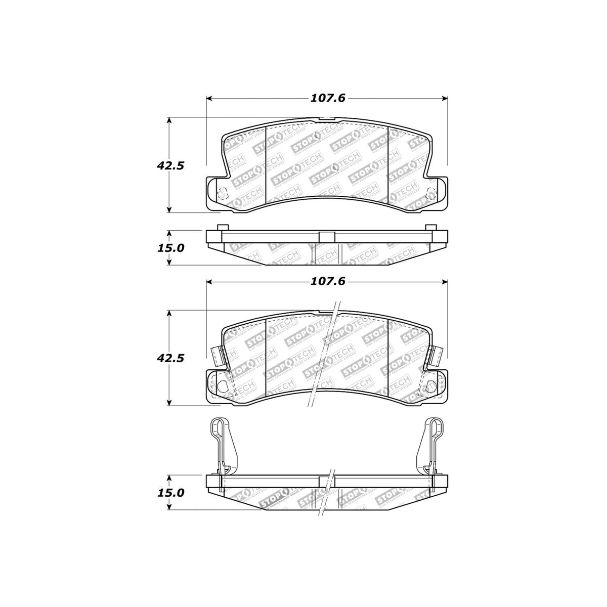 StopTech Sport Brake Pads With Shims And Hardware