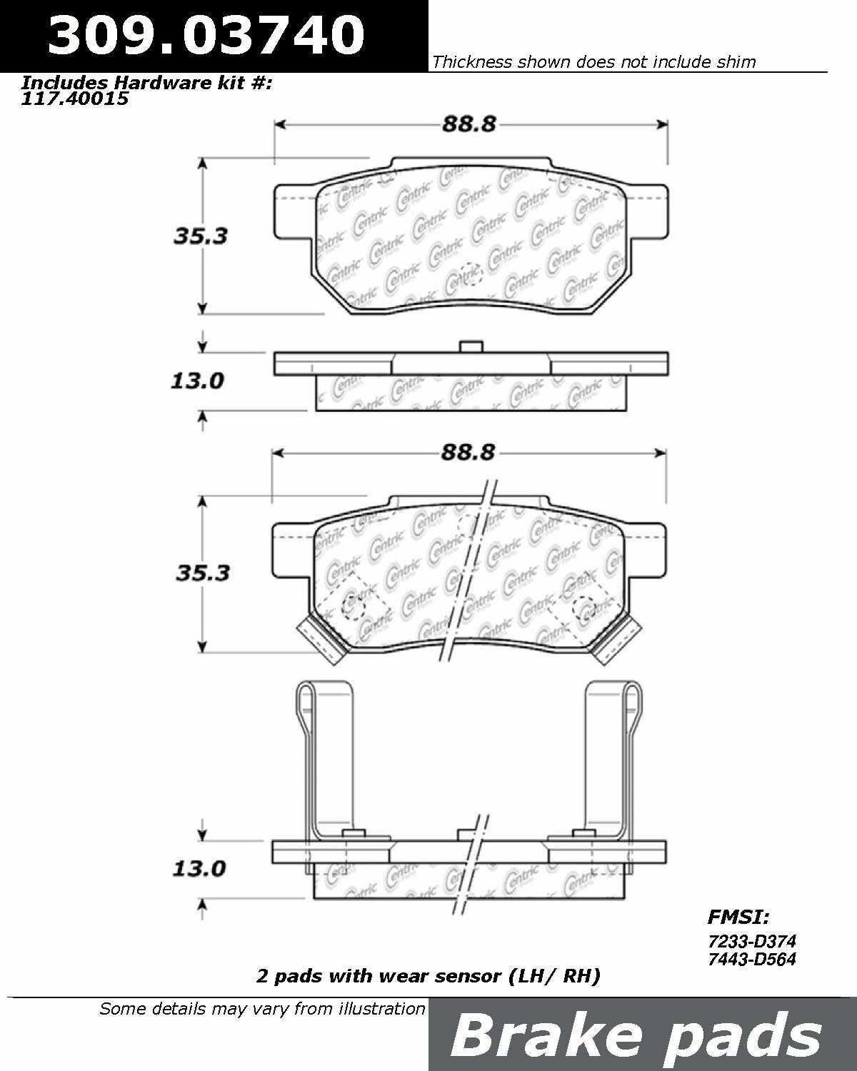 StopTech Sport Brake Pads With Shims And Hardware