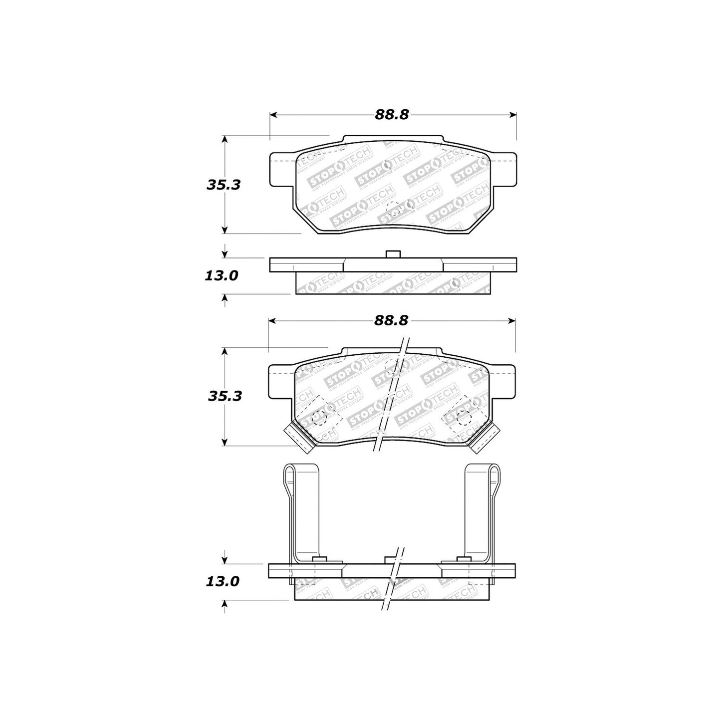 StopTech Sport Brake Pads With Shims And Hardware