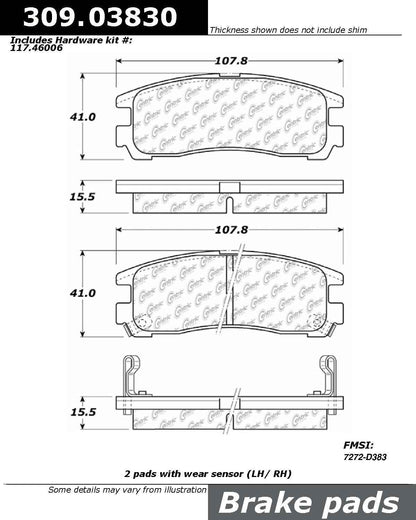 StopTech  Sport Brake Pads With Shims And Hardware