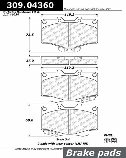 StopTech Sport Brake Pads With Shims And Hardware