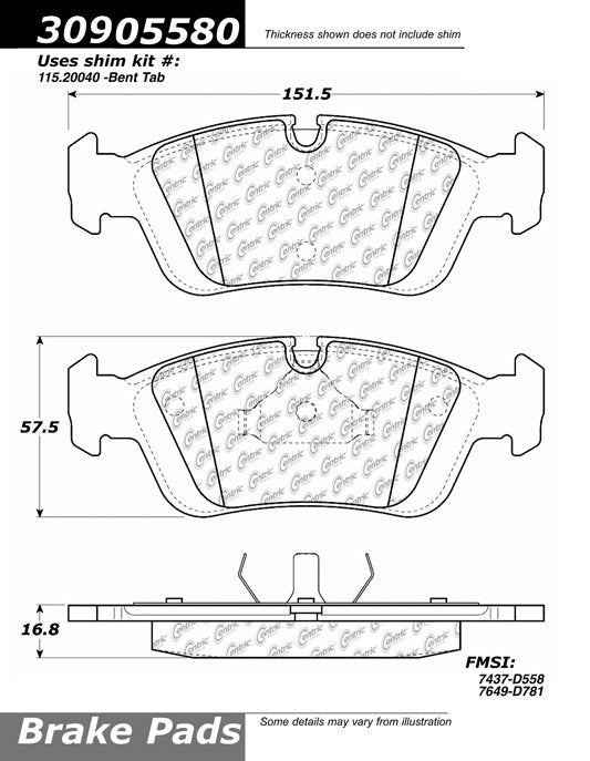 StopTech Sport Brake Pads With Shims And Hardware