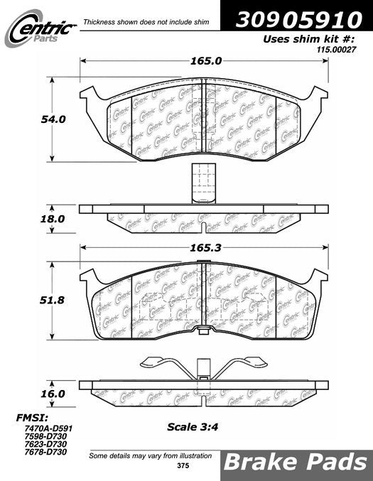 StopTech Sport Brake Pads With Shims And Hardware
