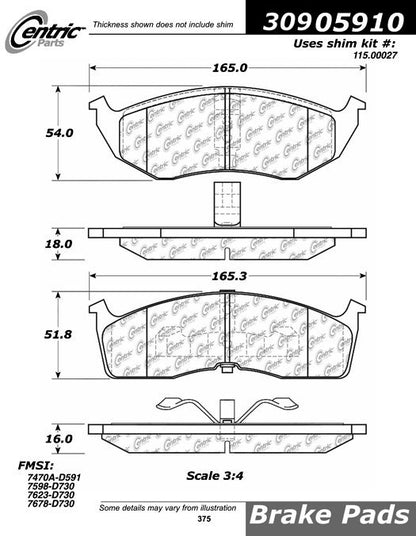 StopTech Sport Brake Pads With Shims And Hardware