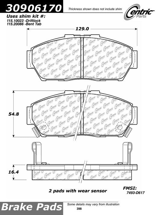StopTech Sport Brake Pads With Shims And Hardware