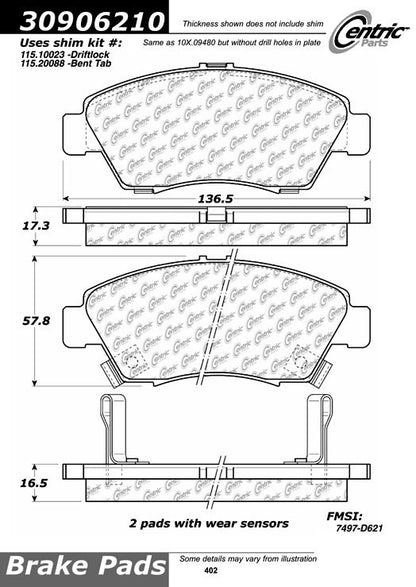 StopTech Sport Brake Pads With Shims And Hardware
