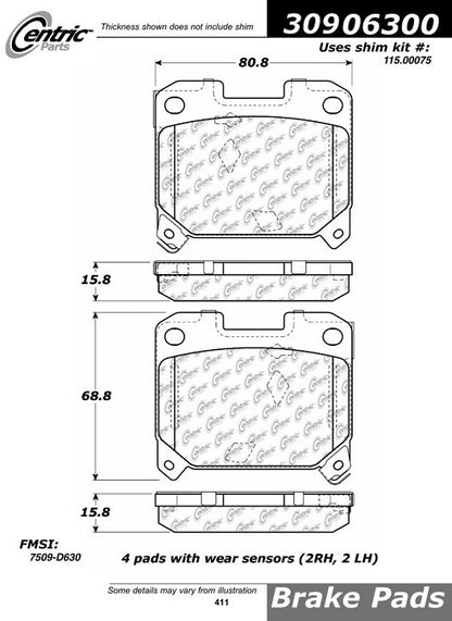 StopTech Sport Brake Pads With Shims