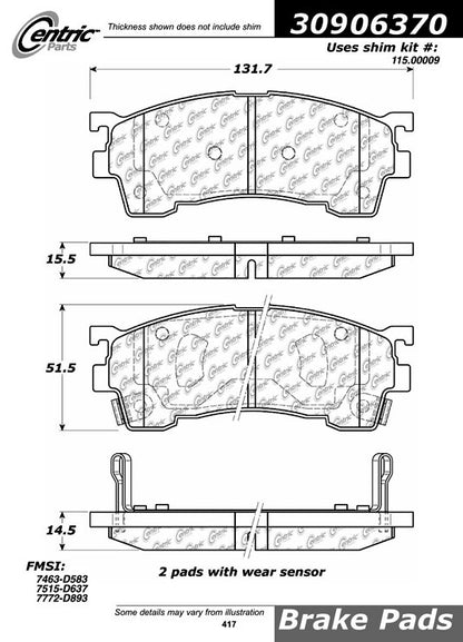 StopTech Sport Brake Pads With Shims And Hardware