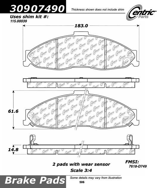 StopTech Sport Brake Pads With Shims And Hardware