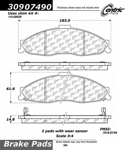 StopTech Sport Brake Pads With Shims And Hardware