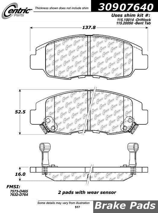 StopTech Sport Brake Pads With Shims And Hardware