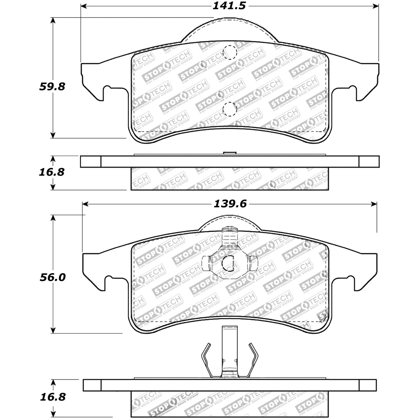 StopTech Sport Brake Pads With Shims And Hardware