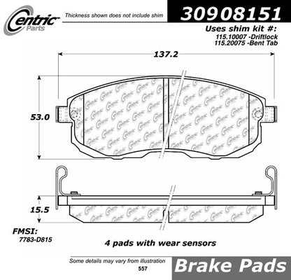 StopTech Sport Brake Pads With Shims And Hardware