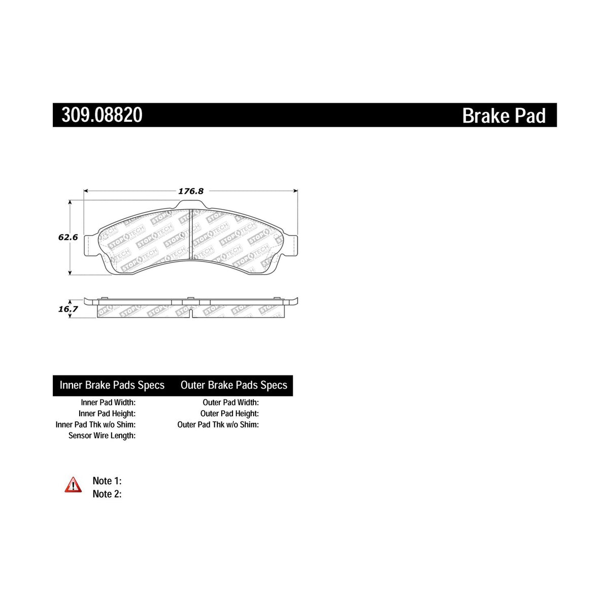 StopTech Sport Brake Pads With Shims And Hardware