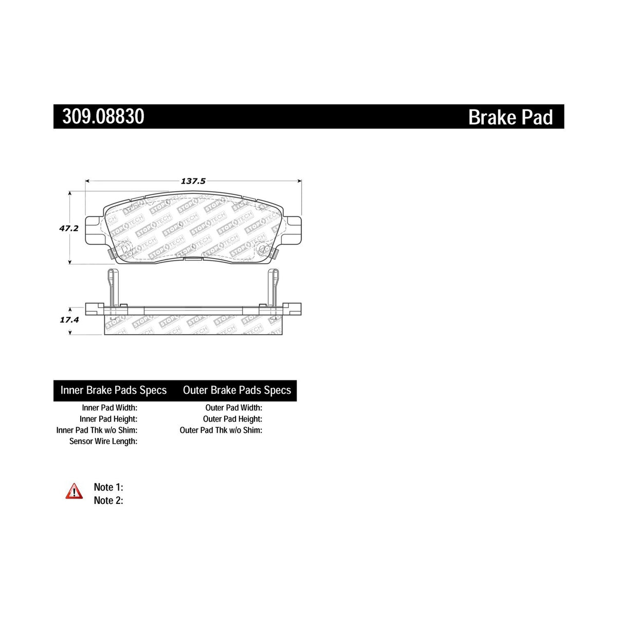 StopTech Sport Brake Pads With Shims And Hardware