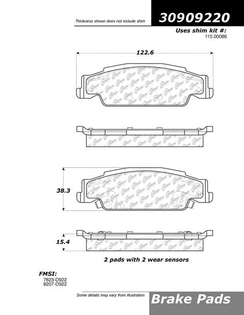 StopTech Sport Brake Pads With Shims And Hardware