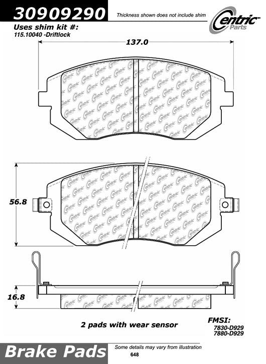 StopTech Sport Brake Pads With Shims And Hardware