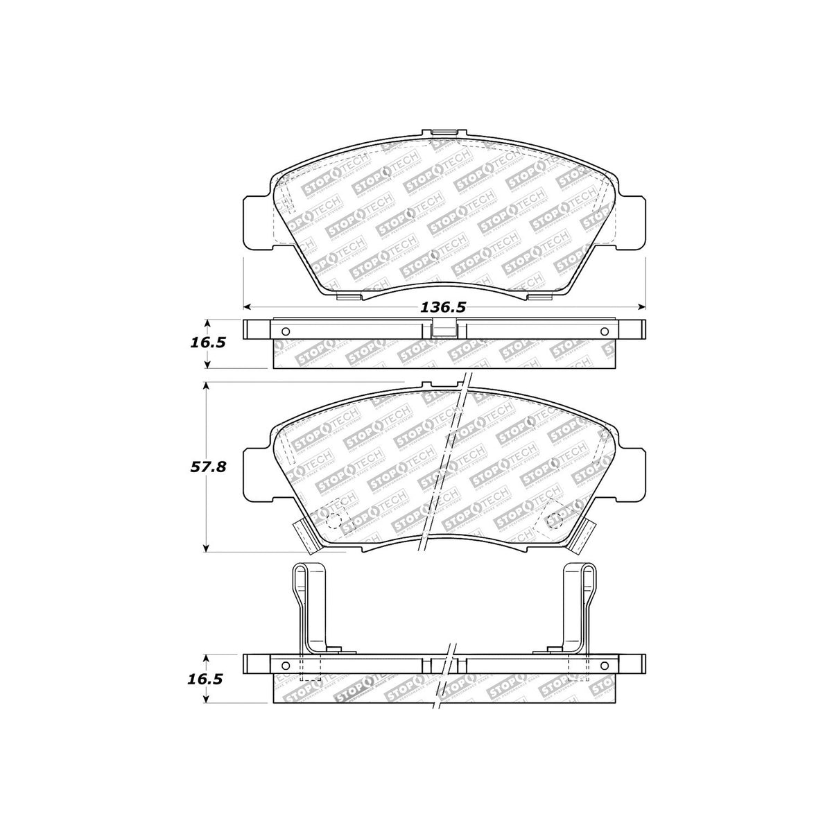 StopTech Sport Brake Pads With Shims And Hardware