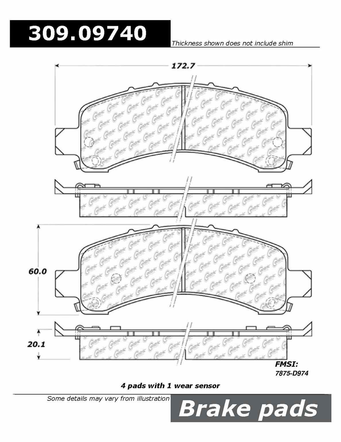 StopTech Sport Brake Pads w/Shims - Front 309.09740