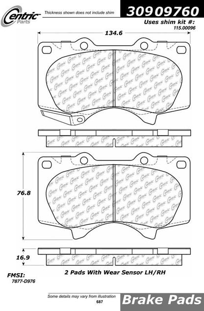 StopTech Sport Brake Pads With Shims And Hardware