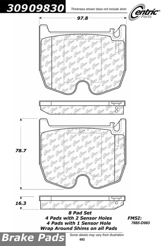 StopTech Sport Brake Pads With Shims And Hardware