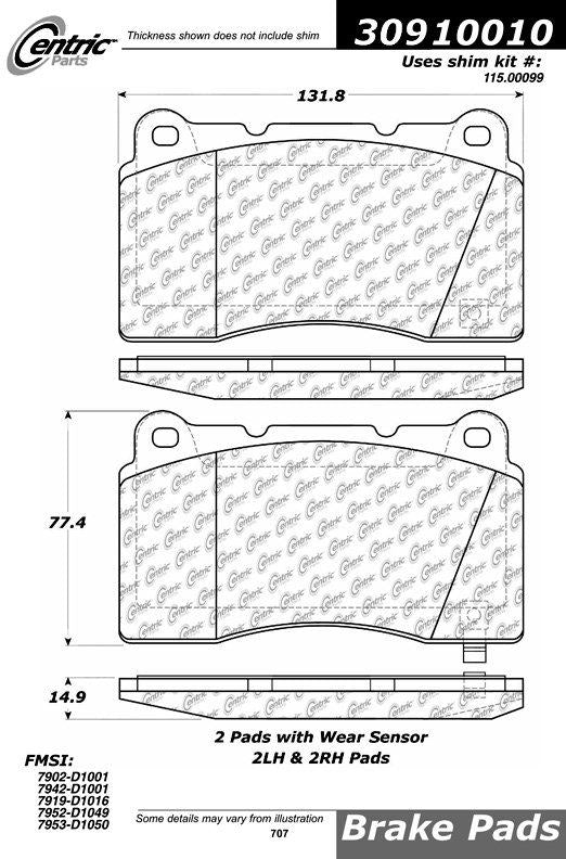 StopTech Sport Brake Pads With Shims