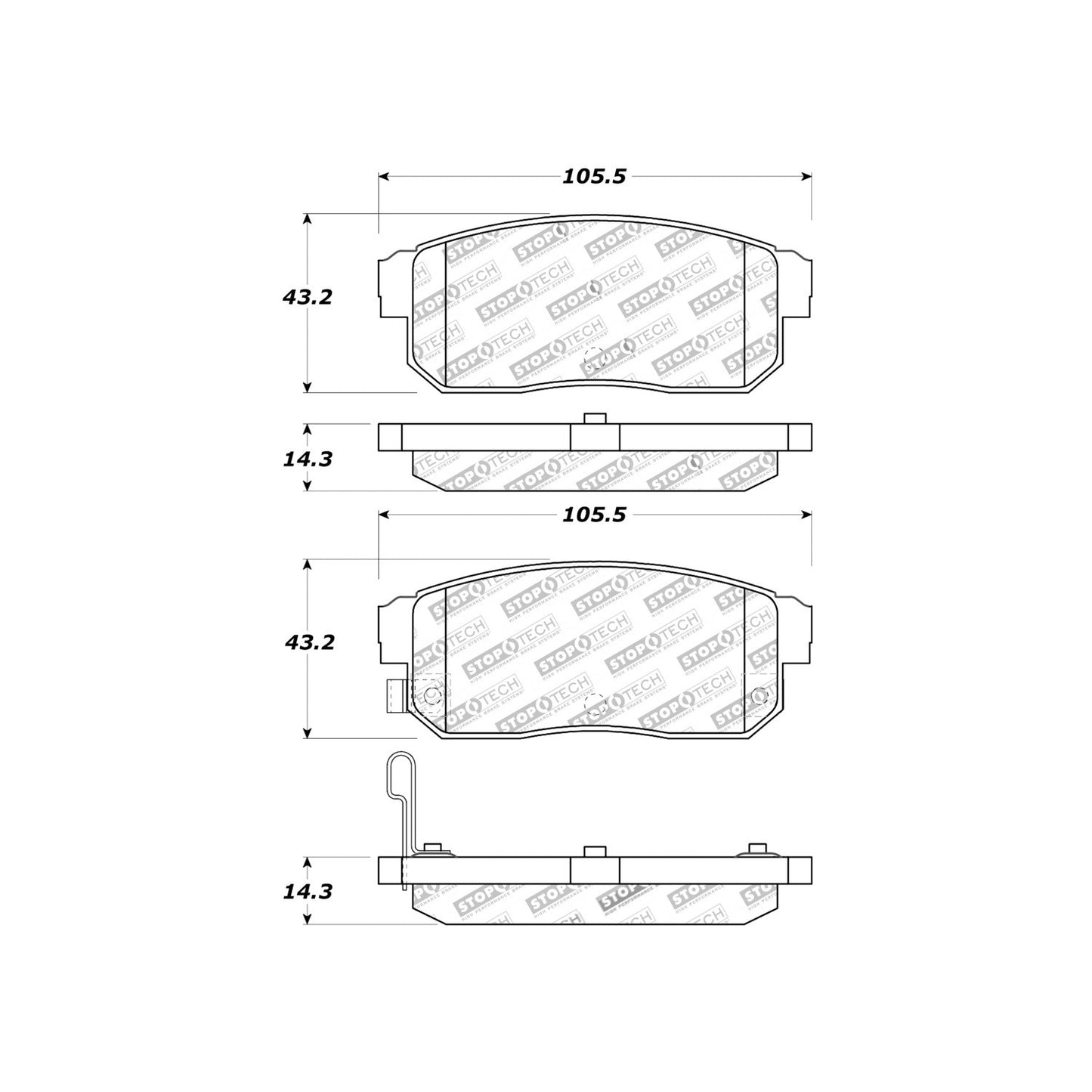 StopTech Sport Brake Pads With Shims And Hardware
