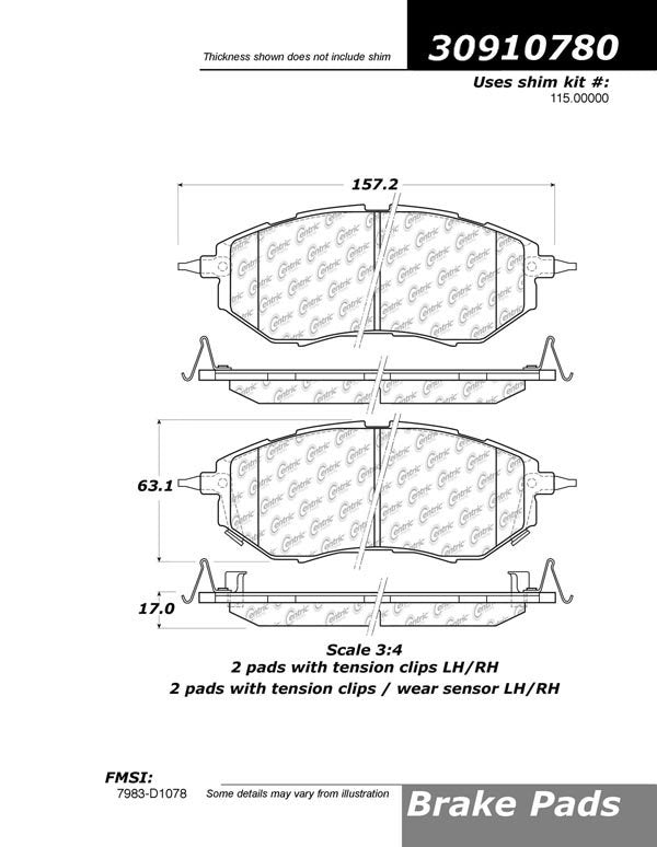 StopTech Sport Brake Pads With Shims And Hardware