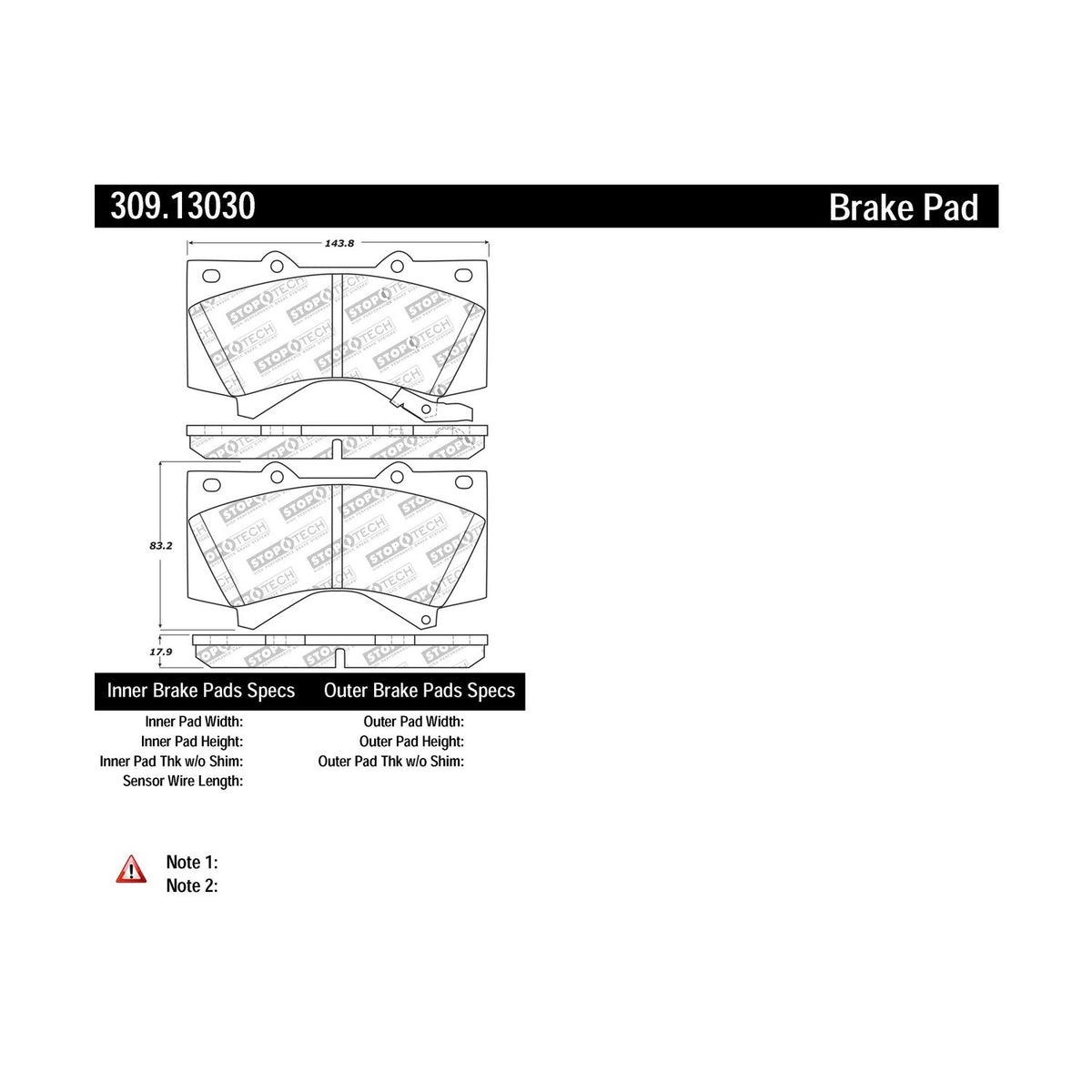 StopTech  Sport Brake Pads With Shims And Hardware