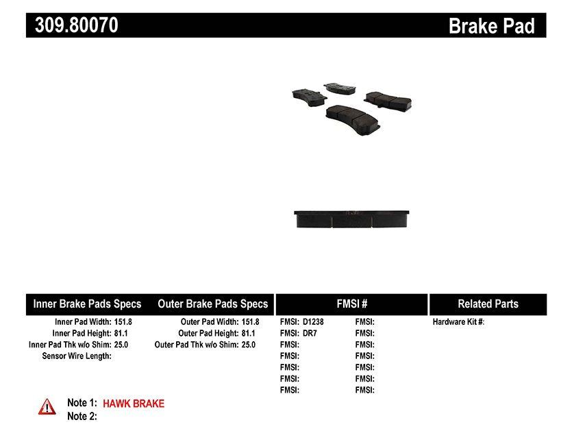StopTech Sport Brake Pads With Shims