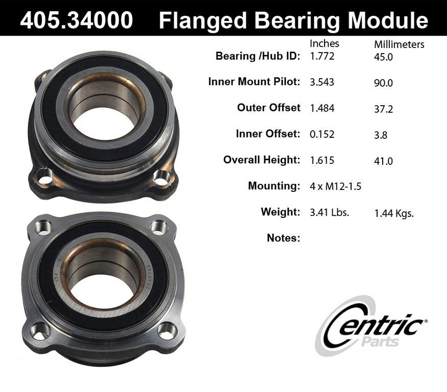 Centric Parts Wheel Bearing and Hub Assembly for BMW 5 Series 2002-2010 405.34000