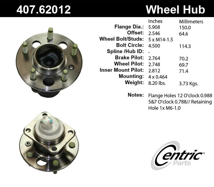 Centric Parts Wheel Bearing and Hub Assembly 407.62012E