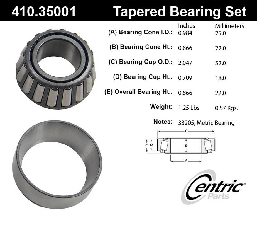 Centric Parts Premium Wheel Bearing and Race Set 410.35001