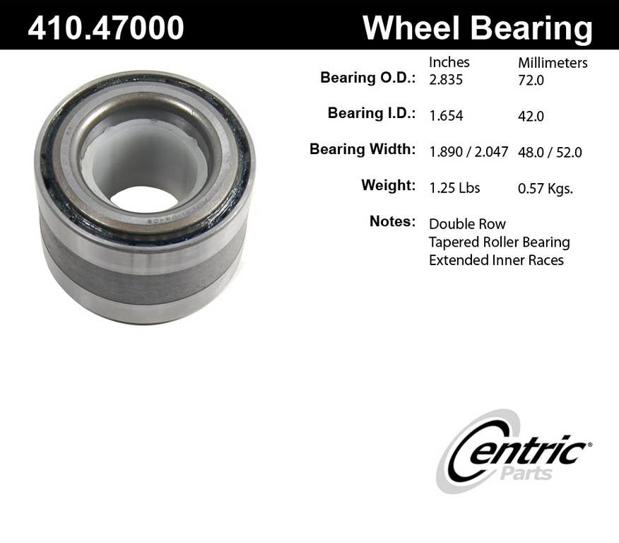 Stoptech Centric 05-06 Saab 9-2X/04-07 Subaru Impreza/92-97 Subaru SVX - Premium Tapered Bearing - Rear 410.47000