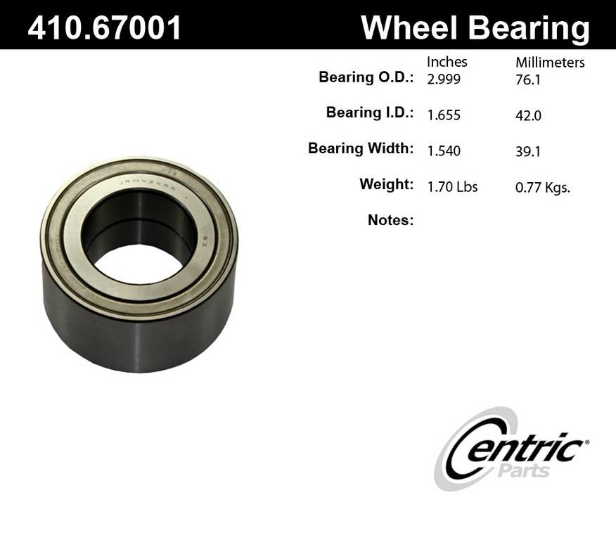 Centric Parts Premium Wheel Bearing and Race Set 410.67001