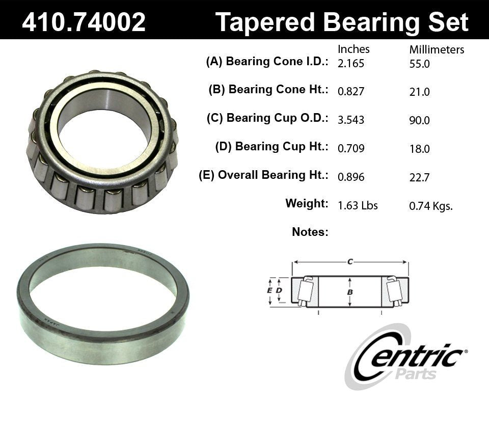 Centric Parts Premium Wheel Bearing and Race Set 410.74002