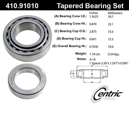Centric Parts Wheel Bearing with Tapered Roller for 1965-1985 Buick Models 410.91010