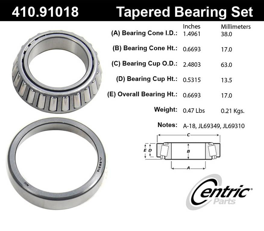 Centric Parts Premium Wheel Bearing and Race Set for 1974-1998 Chrysler Models