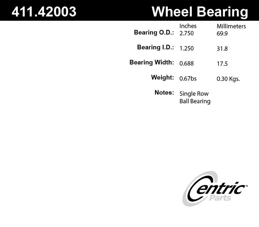 Stoptech Centric Nissan 70-73 240Z / 74-75 260Z / 75-78 280Z Premium Ball Bearing - Rear Inner 411.42003