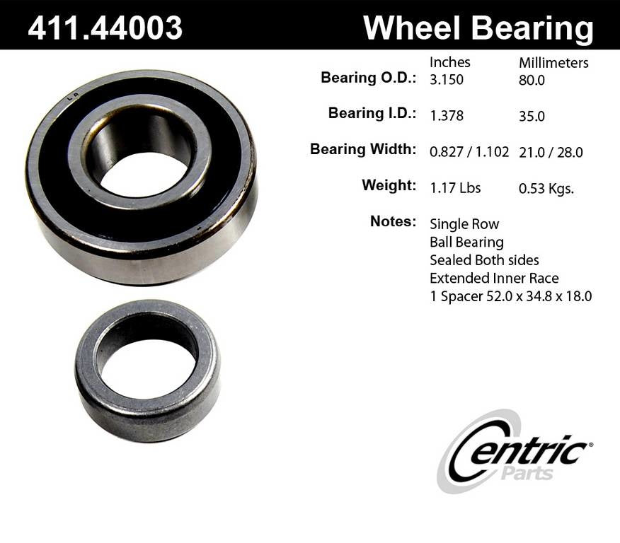Centric Parts Drive Axle Shaft Bearing Premium Single Row for 1997-1991 Toyota Previa 1989-1986 411.44003