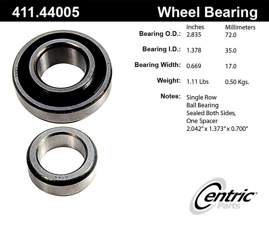 Centric Parts Drive Axle Shaft Bearing Premium Ball Bearings Single Row with Superior Finish for 1972-2017 Toyota Models 411.44005