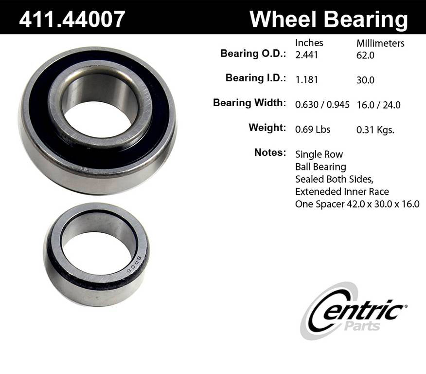 Centric Parts Premium Axle Shaft Bearing Assembly Single Row 411.44007