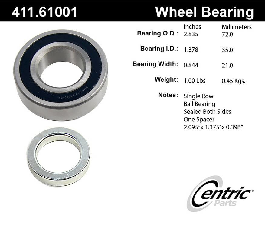 Centric Parts Premium Axle Shaft Bearing Assembly Single Row 411.61001