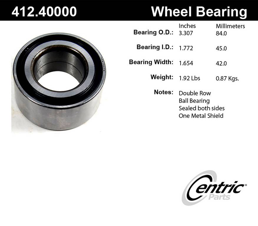 Centric Parts Wheel Bearing Deep Groove Construction 412.40000E