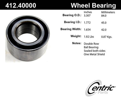 Centric Parts Wheel Bearing Deep Groove Construction 412.40000E